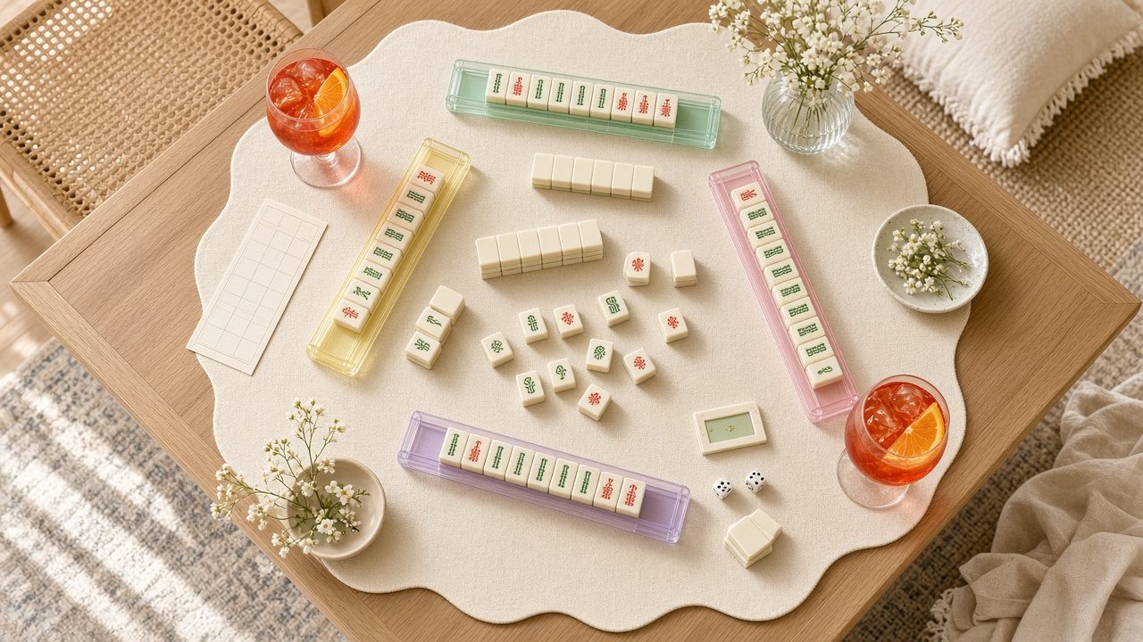 Set de mahjong americano mahjmx sobre la mesa